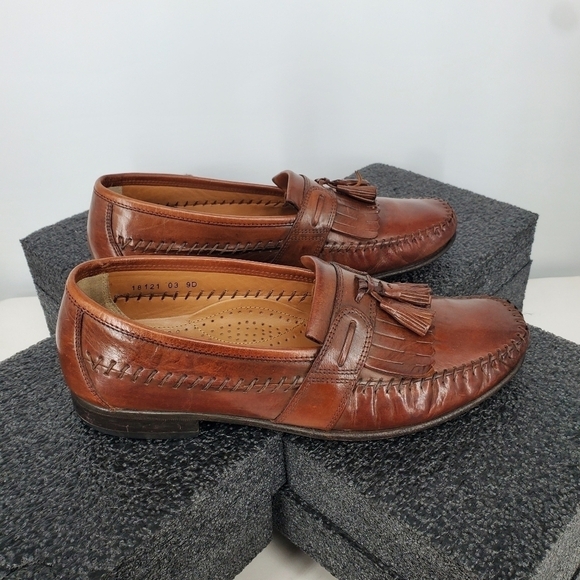 Florsheim Men PISA Moc Toe Tassel Loafers Size 9D Shoes Cognac - Picture 4 of 12